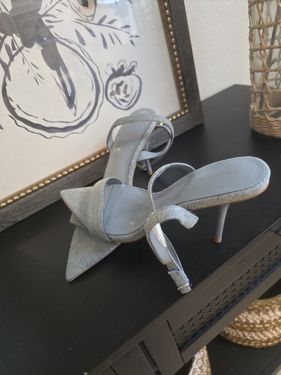 Good American Shoes - Good American Women's Denim Thong High Heel Sandals 7.5
